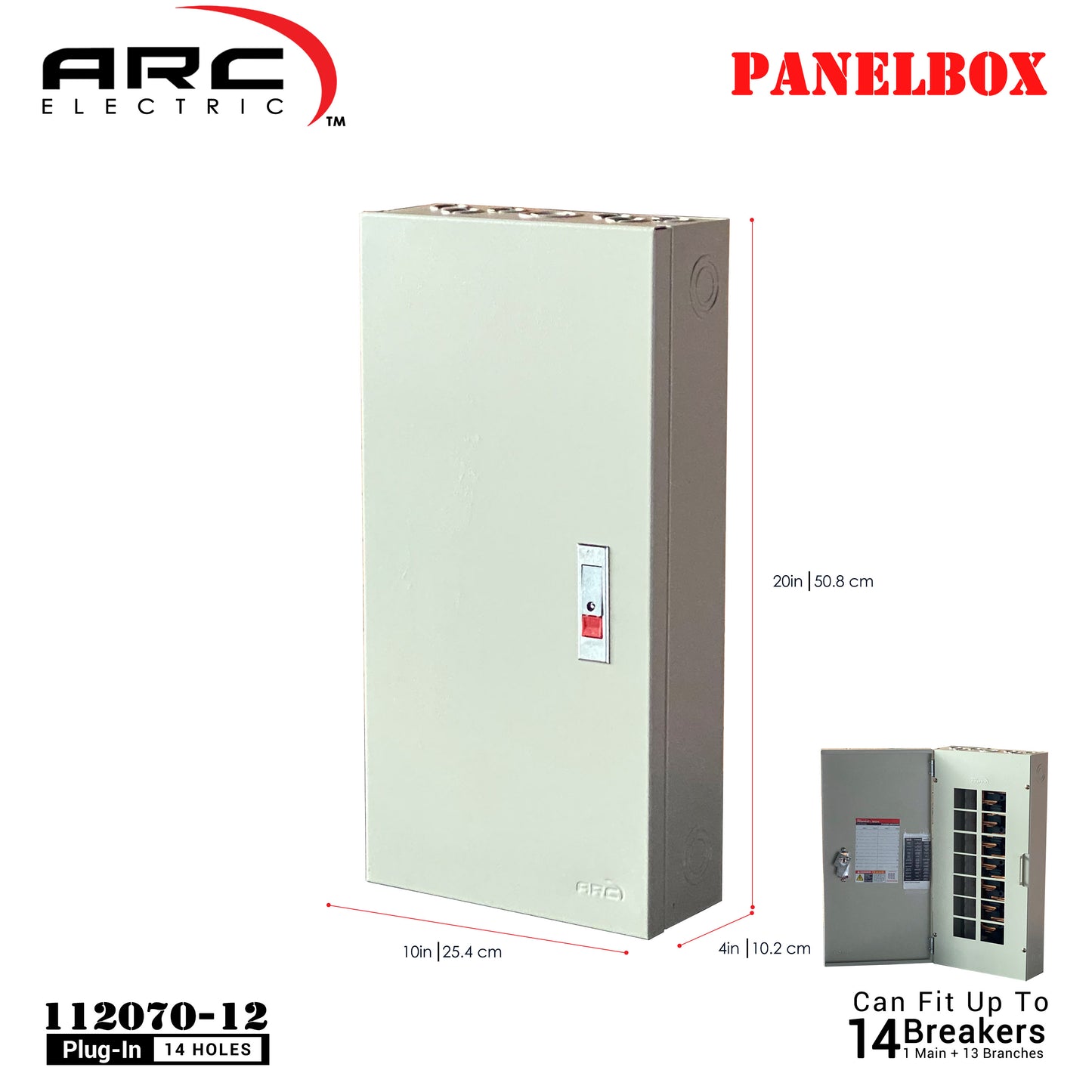 Arc Panelboard Power Box - 18Gauge, Branches 2-10 with Copper Bus Bar