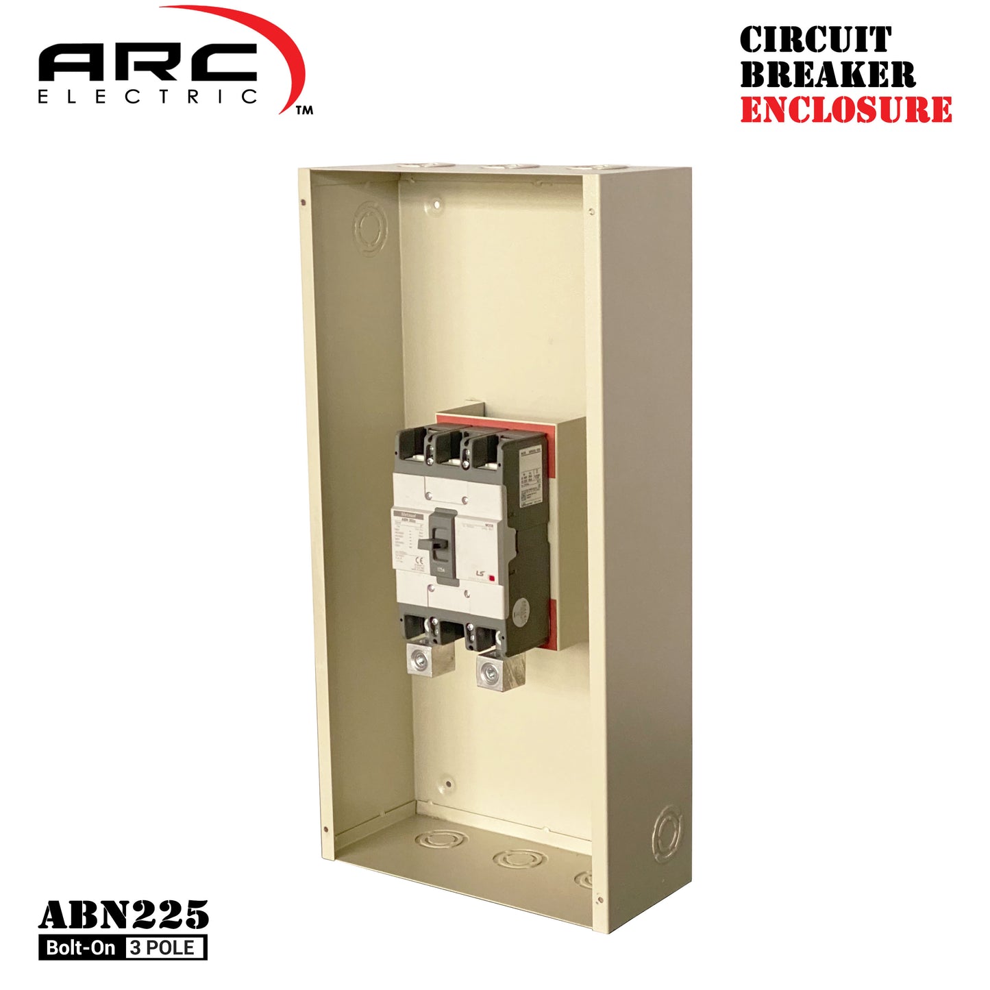 Arc Nema 1 Circuit Breaker Enclosure for ABN225 Breaker - Bolt-On, 3 Pole, 18 Gauge