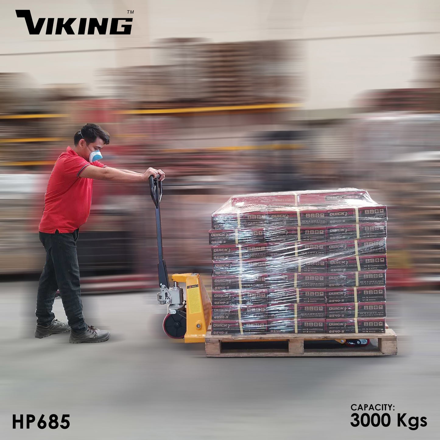 Viking Heavy-Duty Hand Pallet Truck | 3000kgs Load Capacity | PU Wheel |for Industrial Material Handling