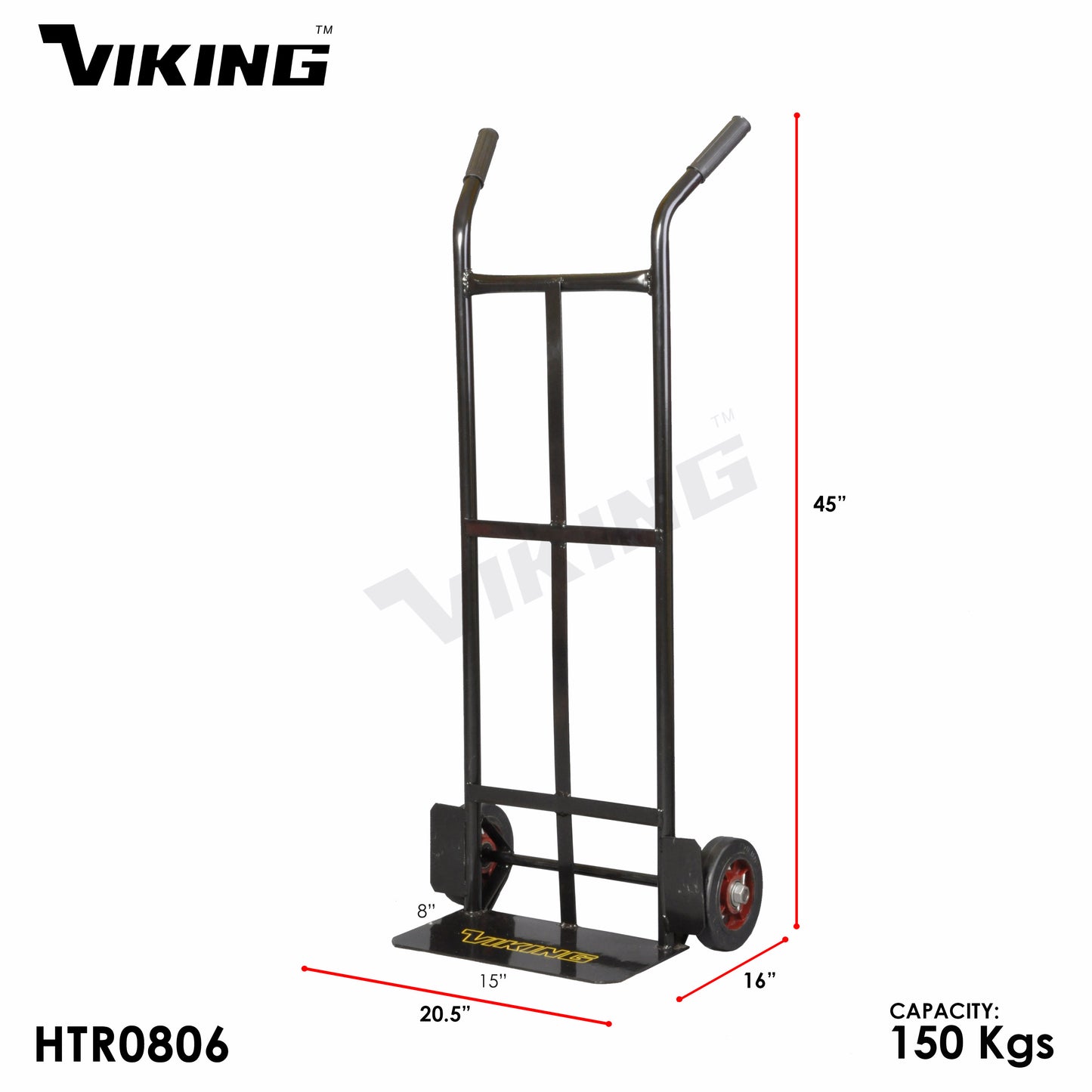Viking Dual Handle Hand Truck – 6-Inch Mold-On Wheel, 150 kg Capacity (HTR0806)