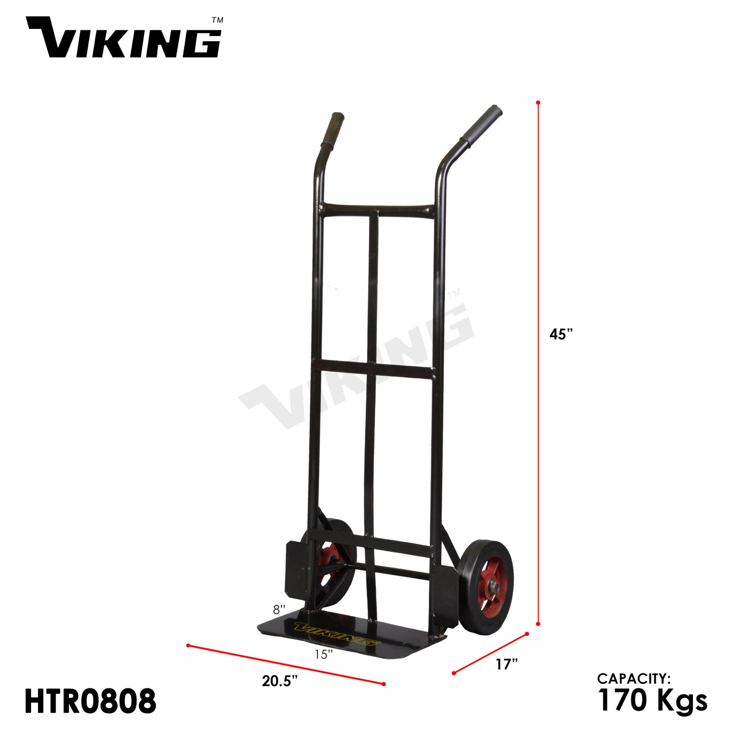 Viking Dual Handle Hand Truck – 8-Inch Mold-On Wheel, 170 kg Capacity (HTR0808)