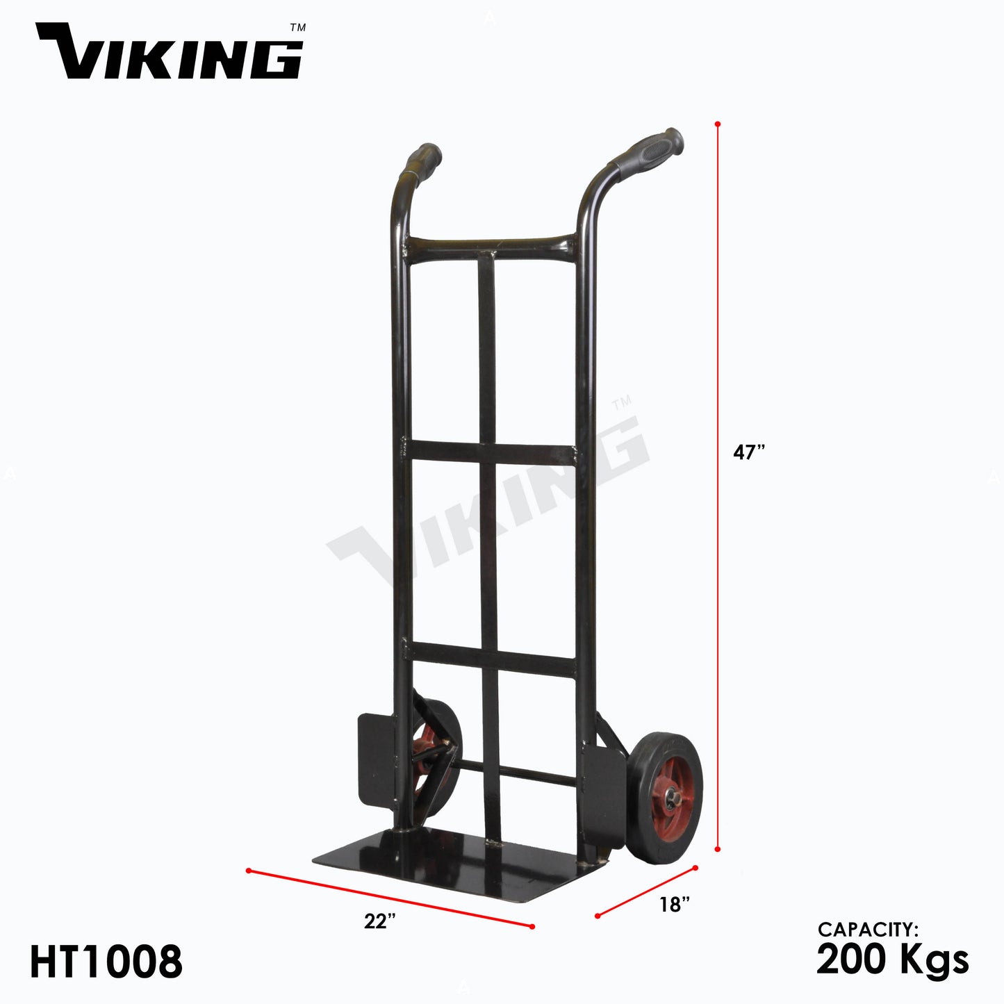 Viking Dual Handle Hand Truck – 8-Inch Mold-On Wheel, 200 kg Capacity (HTR1008)