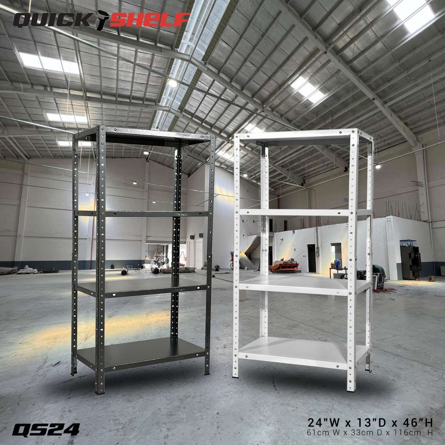 QuickShelf General Purpose Shelving, 20Gauge, Bolt&Nut, Powdercoat Finish