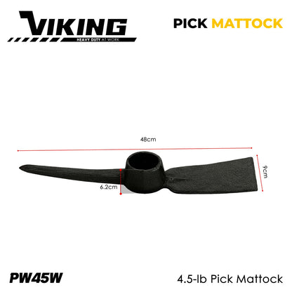 Viking 4.5lb Pick Mattock for Gardening  Heavy Duty Tool for Digging Planting Loosening Soil
