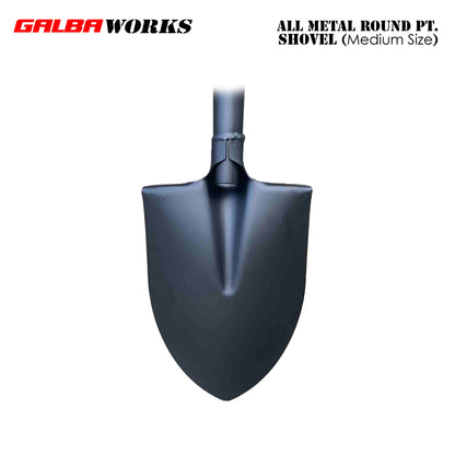 GALBA WORKS Round Point Shovel (Medium Size) for Gardening with D-Handle (Pala) -32Inch Heavy Duty