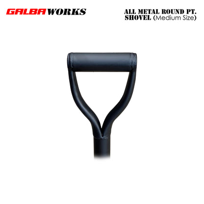 GALBA WORKS Round Point Shovel (Medium Size) for Gardening with D-Handle (Pala) -32Inch Heavy Duty