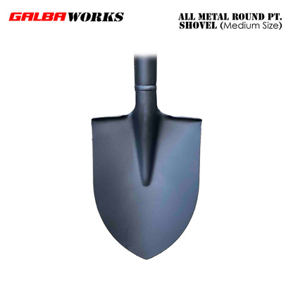 GALBA WORKS Round Point Shovel (Medium Size) for Gardening with D-Handle (Pala) -32Inch Heavy Duty