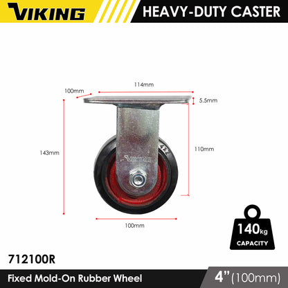 VIKING Heavy Duty Caster Wheels with Double Ball Bearing Mold-On Rubber 4"/5"/6"/8"