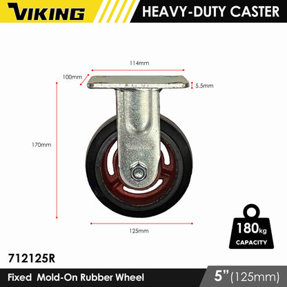VIKING Heavy Duty Caster Wheels with Double Ball Bearing Mold-On Rubber 4"/5"/6"/8"