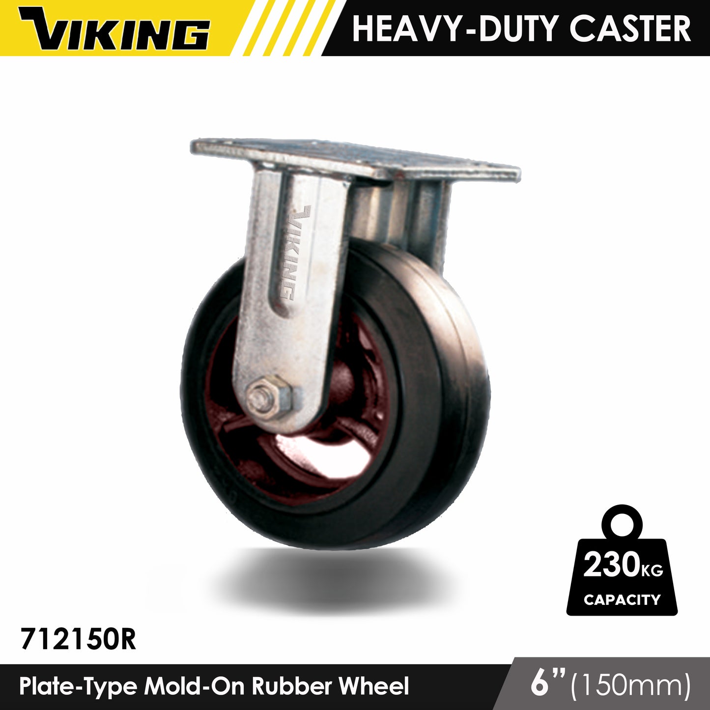 VIKING Heavy Duty Caster Wheels with Double Ball Bearing Mold-On Rubber 4"/5"/6"/8"