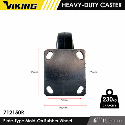 VIKING Heavy Duty Caster Wheels with Double Ball Bearing Mold-On Rubber 4"/5"/6"/8"