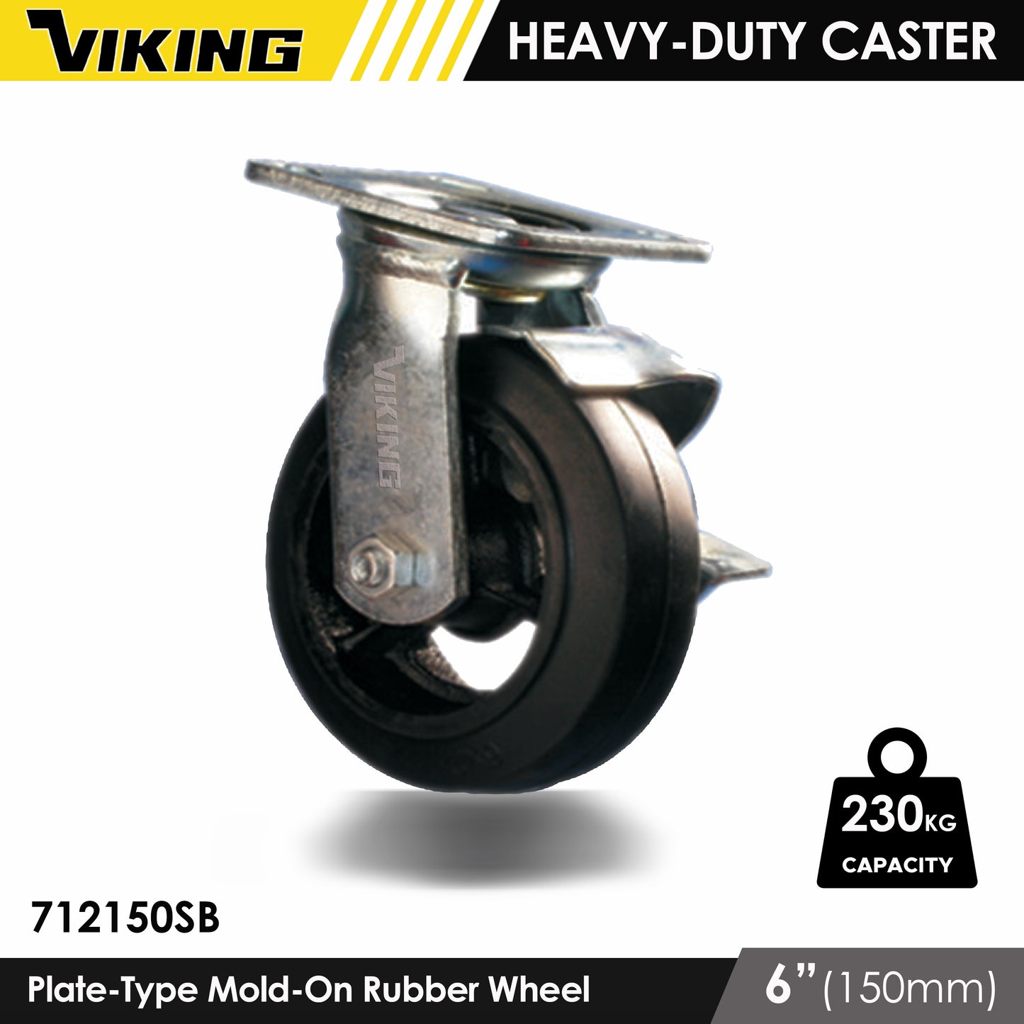 VIKING Heavy Duty Caster Wheels with Double Ball Bearing Mold-On Rubber 4"/5"/6"/8"