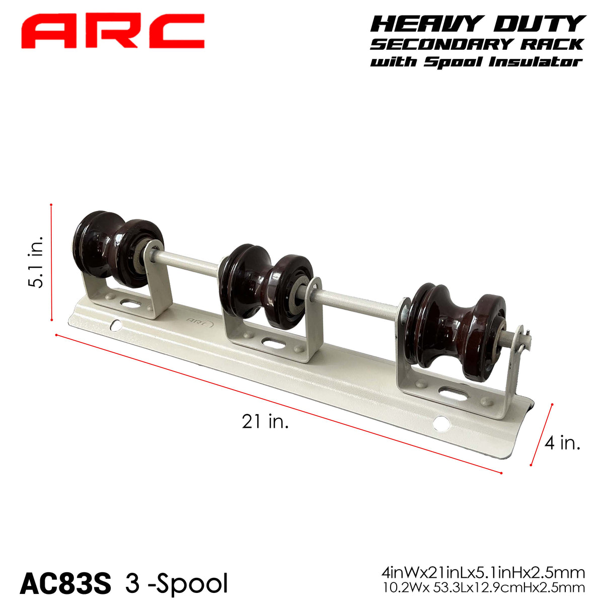 ARC HD Secondary Rack with Porcelain Spool (Shackle) Insulator for low voltage distribution network