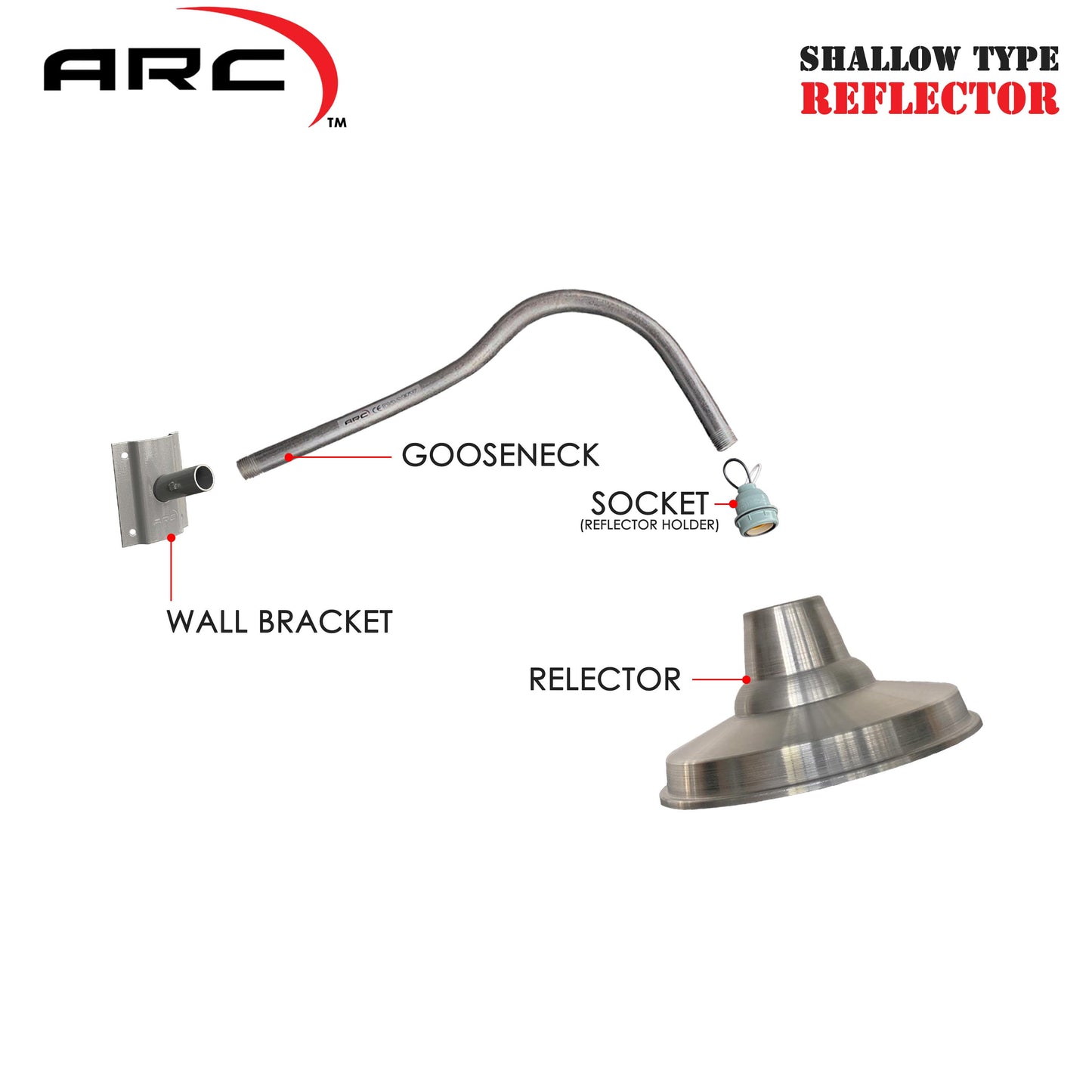 ARC Aluminum Reflector Industrial barn lighting for outdoor use (sold by parts)
