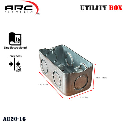 ARC 16ga UTILITY BOX Metal Deep-Type for switches/outlets 1/2" & 3/4" Knockout Hole