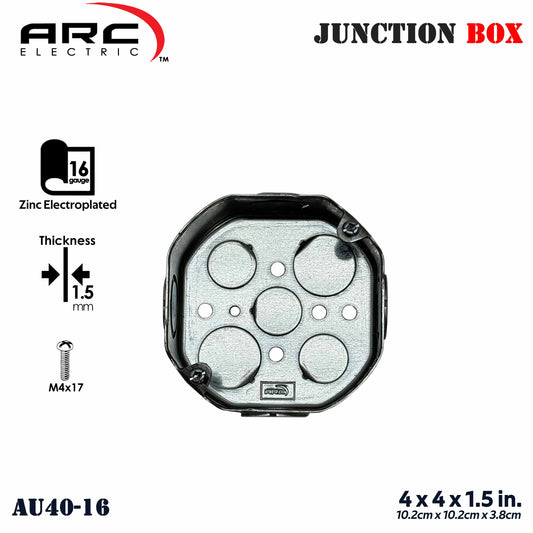 ARC 16ga (1.5mm) JUNCTION BOX Heavy Duty Metal Deep-Type 1/2" & 3/4" Knockout Hole
