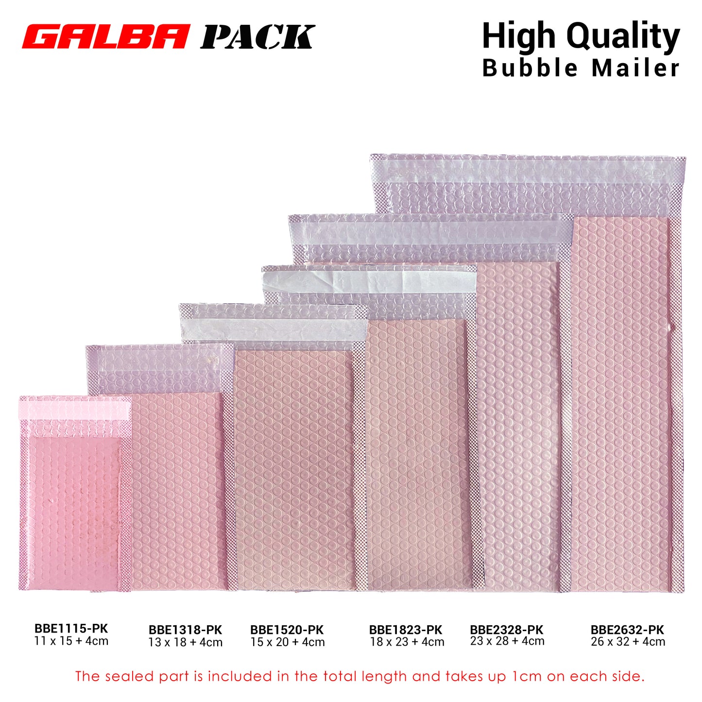 Galba Pack Black & Pink Bubble Mailer Pouch with Self-adhesive Seal Padded Plastic Envelope