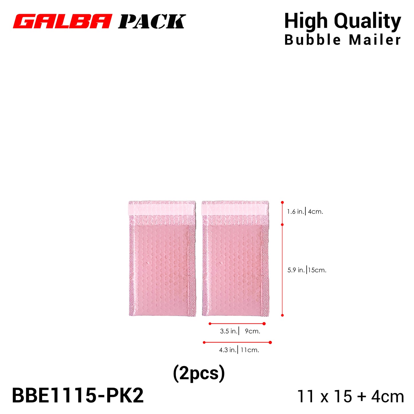 Galba Pack Black & Pink Bubble Mailer Pouch with Self-adhesive Seal Padded Plastic Envelope