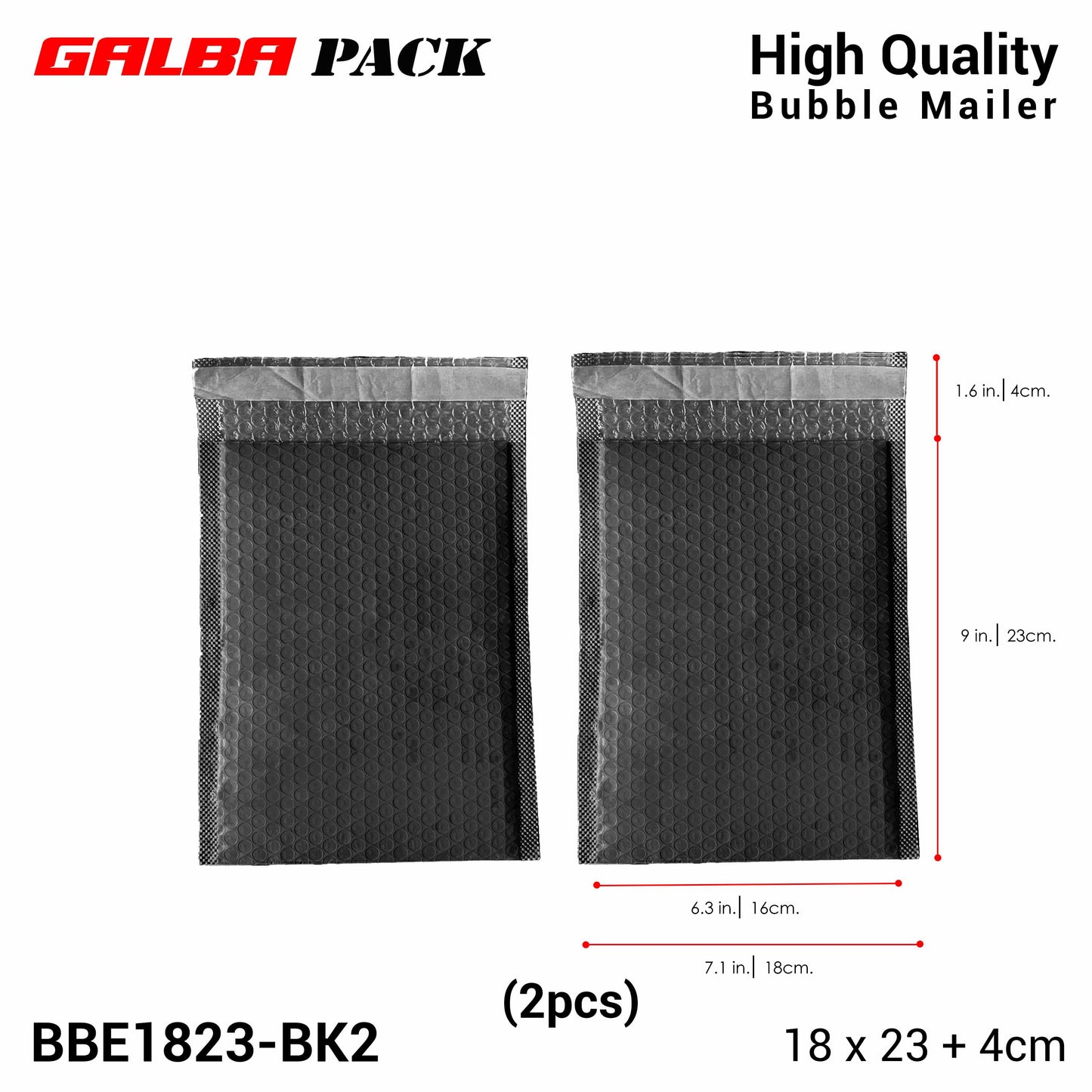 Galba Pack Black & Pink Bubble Mailer Pouch with Self-adhesive Seal Padded Plastic Envelope