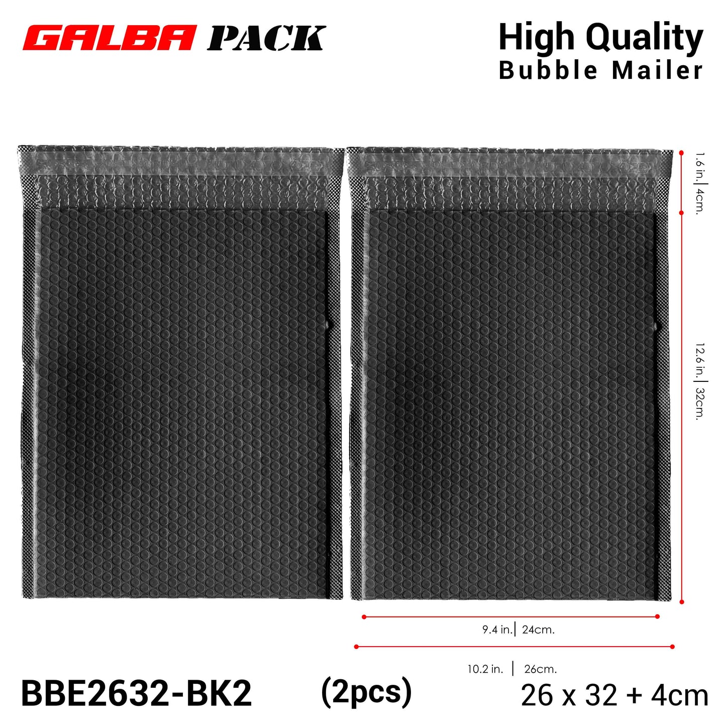 Galba Pack Black & Pink Bubble Mailer Pouch with Self-adhesive Seal Padded Plastic Envelope