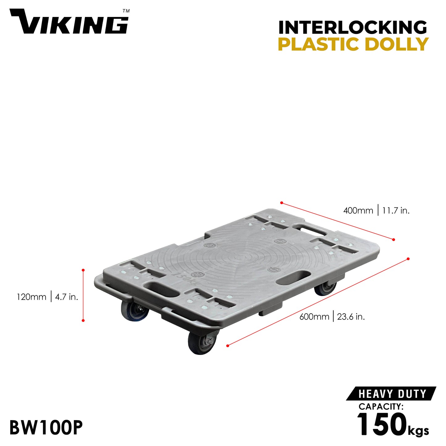 VIKING Interlocking Plastic Dolly for all purposes | 150kG Capacity