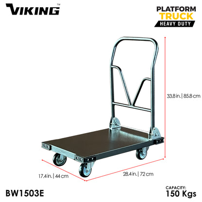 Viking Heavy-Duty All-Steel Platform Truck Foldable Handle Trolley Pushcart