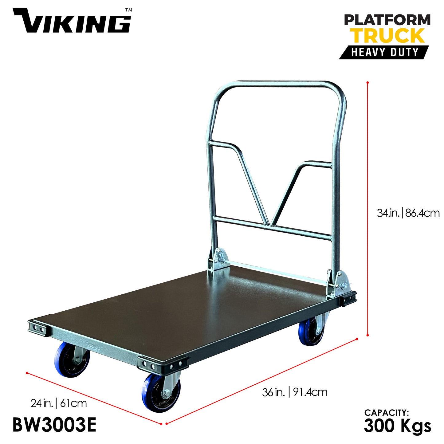 Viking Heavy-Duty All-Steel Platform Truck Foldable Handle Trolley Pushcart