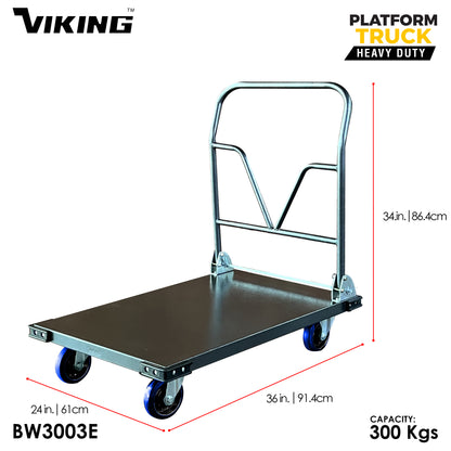 Viking Heavy-Duty All-Steel Platform Truck Foldable Handle Trolley Pushcart