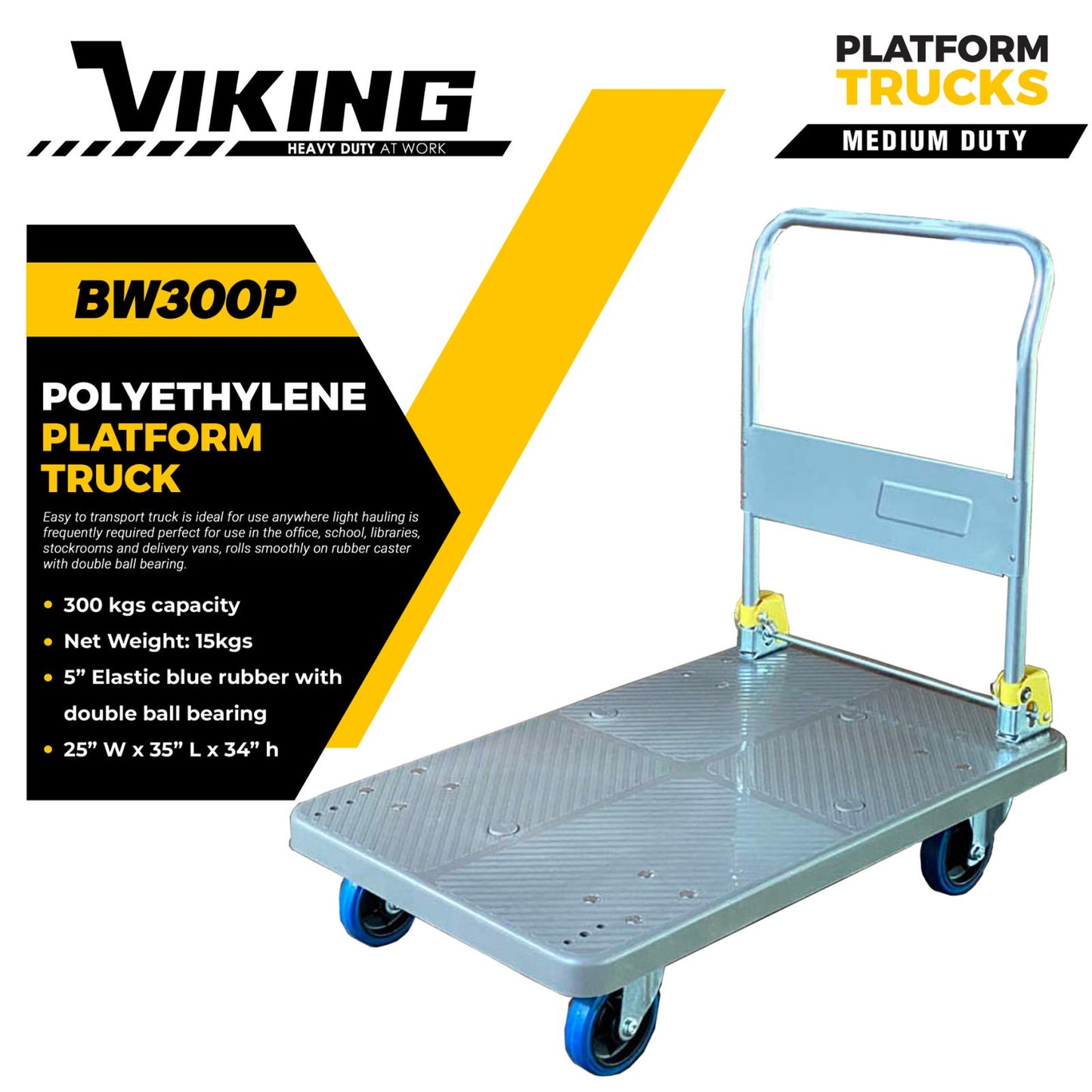 Viking Polyethylene Platform Pushcart – 150-300 kg Capacity