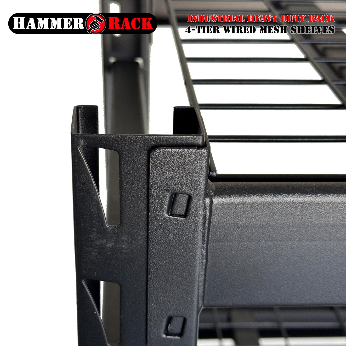 Hammer Rack Industrial Heavy Duty Storage Rack 4-Tier | 500KG per Level | Boltless Metal Wire Mesh Shelving |  24"Dx77"Hx72"H