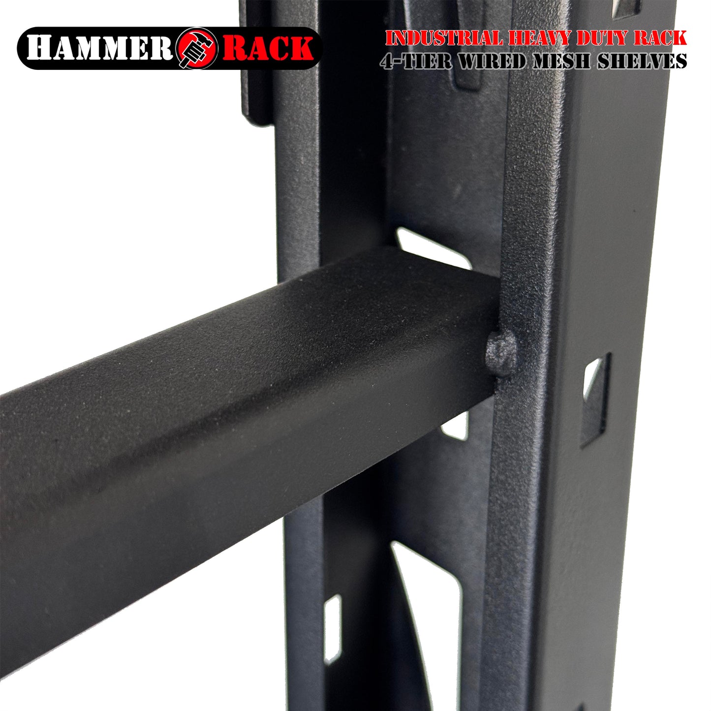 Hammer Rack Industrial Heavy Duty Storage Rack 4-Tier | 500KG per Level | Boltless Metal Wire Mesh Shelving |  24"Dx77"Hx72"H