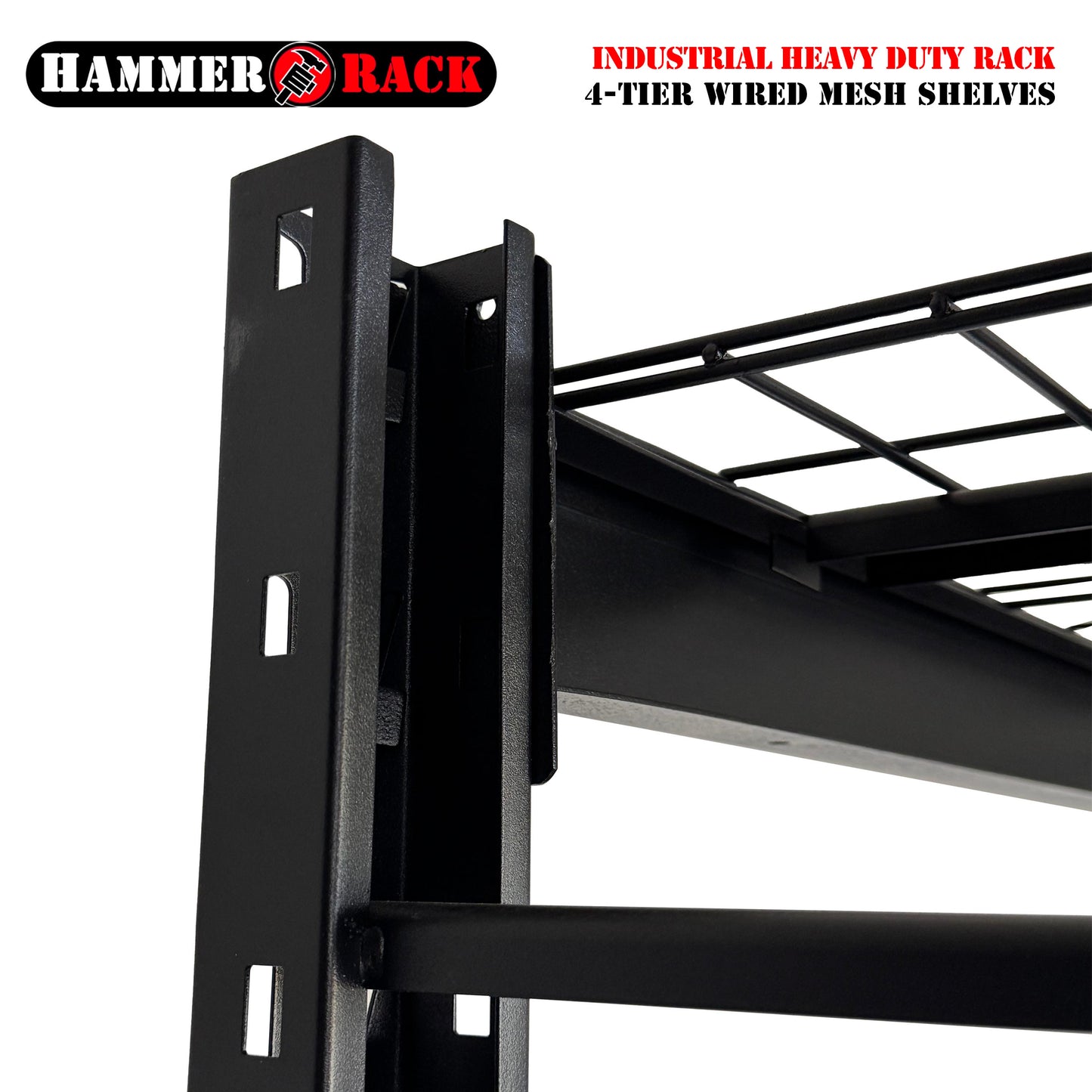 Hammer Rack Industrial Heavy Duty Storage Rack 4-Tier | 500KG per Level | Boltless Metal Wire Mesh Shelving |  24"Dx77"Hx72"H