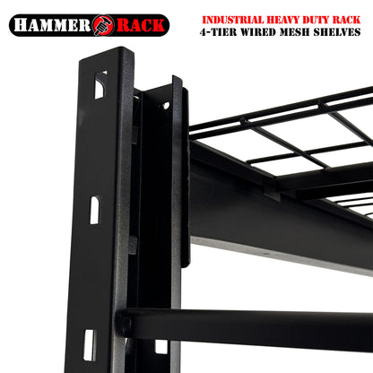 Hammer Rack Industrial Heavy Duty Storage Rack 4-Tier | 500KG per Level | Boltless Metal Wire Mesh Shelving |  24"Dx77"Hx72"H
