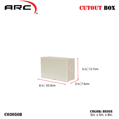 Arc Heavy Duty Cutout Box - 18 Gauge Metal, Depth 3in, Height 8-24in (C30508-C30524)