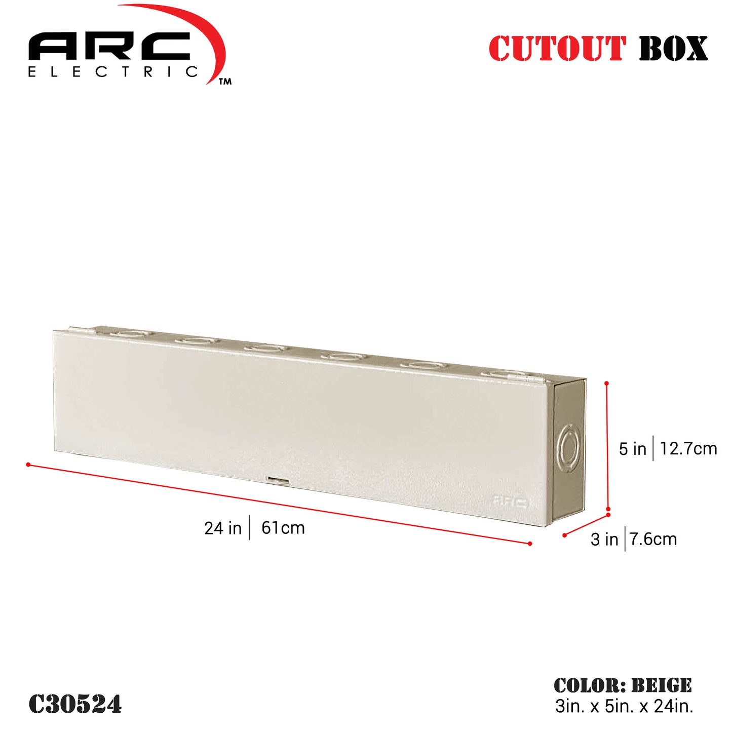 Arc Heavy Duty Cutout Box - 18 Gauge Metal, Depth 3in, Height 8-24in (C30508-C30524)