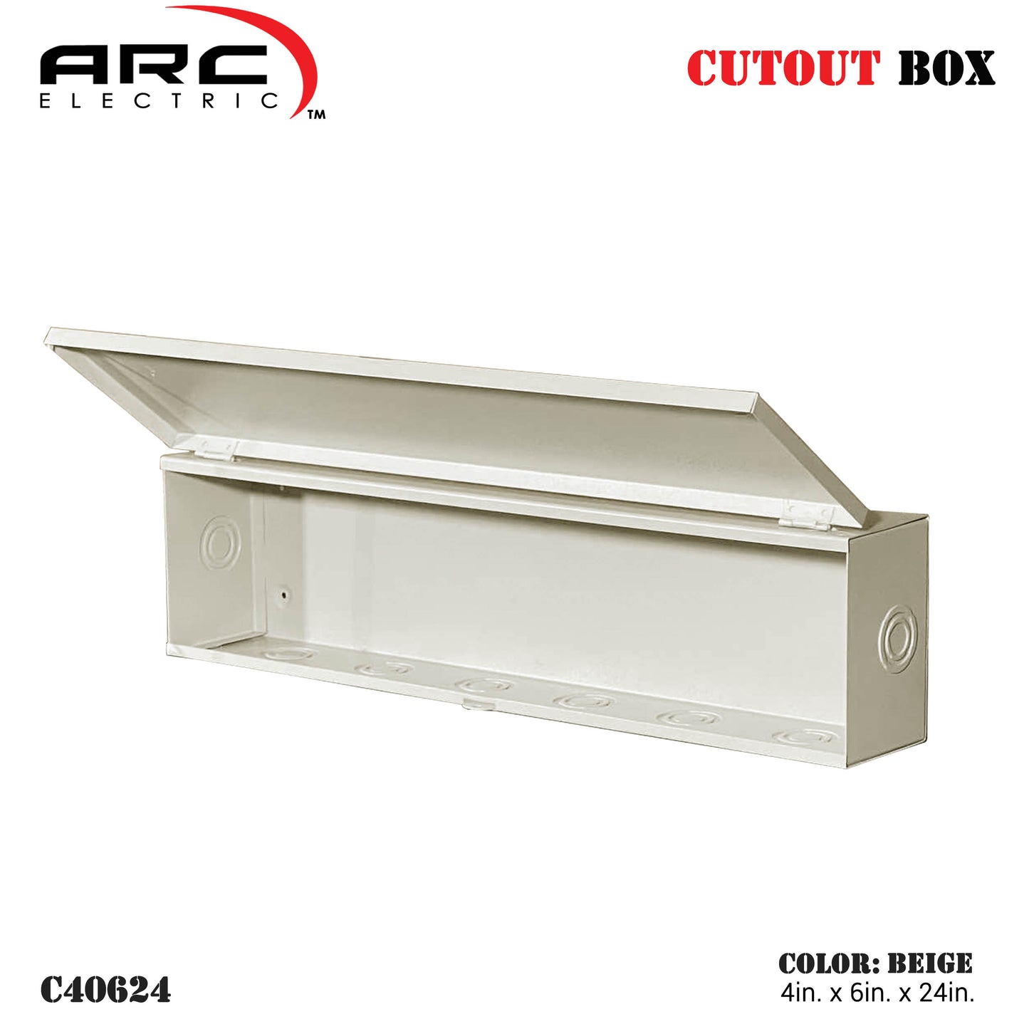 Arc Heavy Duty Cutout Box - 18 Gauge Metal, Depth 4in, Width 6-8in, Height 16-36in (C40614-C40836)