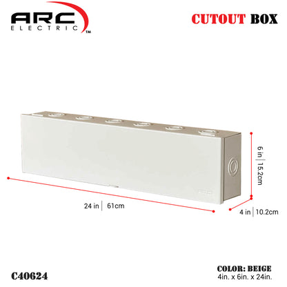 Arc Heavy Duty Cutout Box - 18 Gauge Metal, Depth 4in, Width 6-8in, Height 16-36in (C40614-C40836)