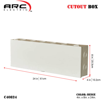 Arc Heavy Duty Cutout Box - 18 Gauge Metal, Depth 4in, Width 6-8in, Height 16-36in (C40614-C40836)