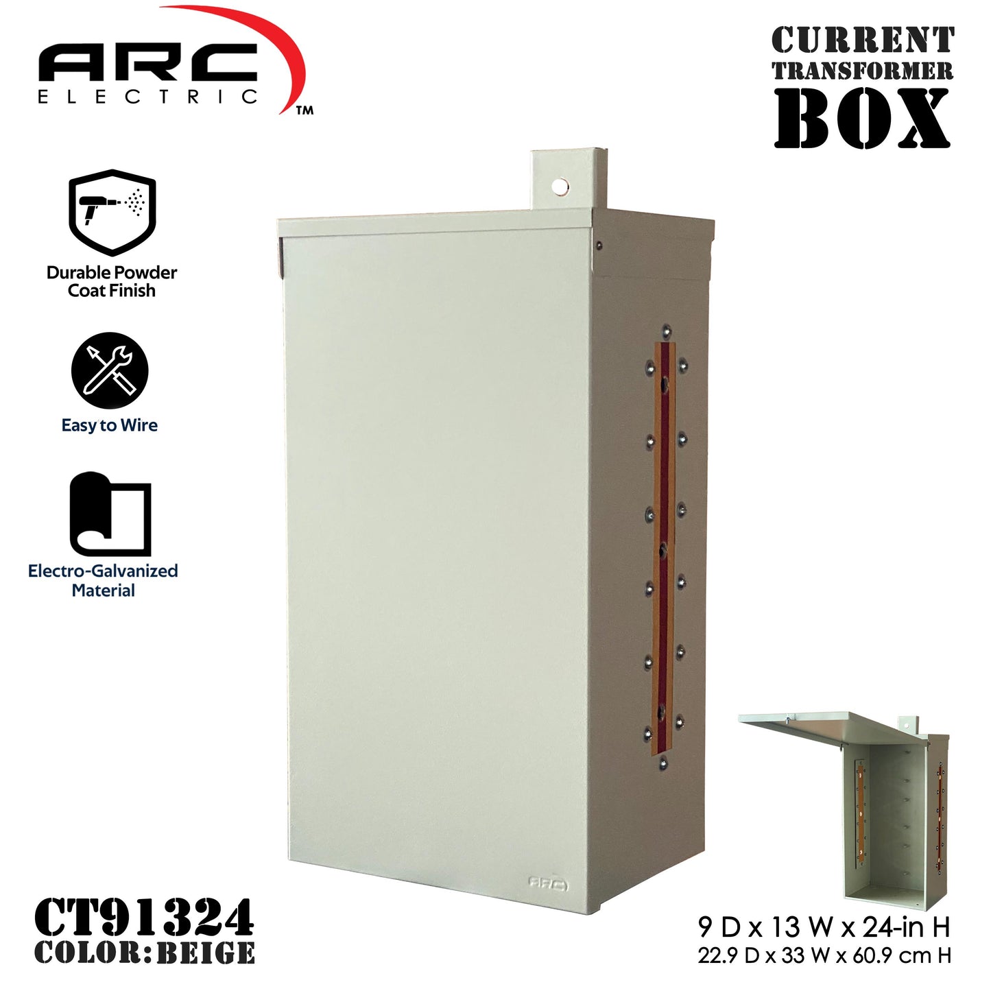 Arc Current Transformer Box - 18Gauge, 9inD x 13inW x 24inH (CT91324)