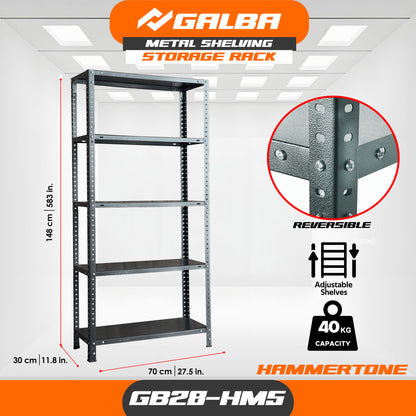 GALBA Metal Shelving Storage Rack 5 Layers Hammer tone Finish