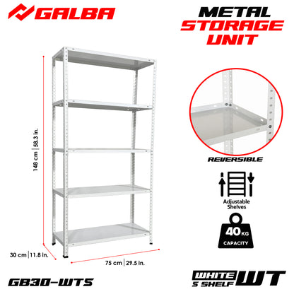 GALBA Metal Shelving Storage Rack 3, 4 and 5 Layers Black/White/Silver