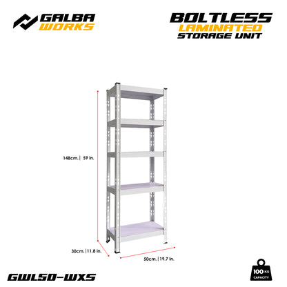 Galba Works Boltless Laminated Storage Unit 120x40x180cm Steel Shelf Adjustable 5 Layers Rack Garage Organizer