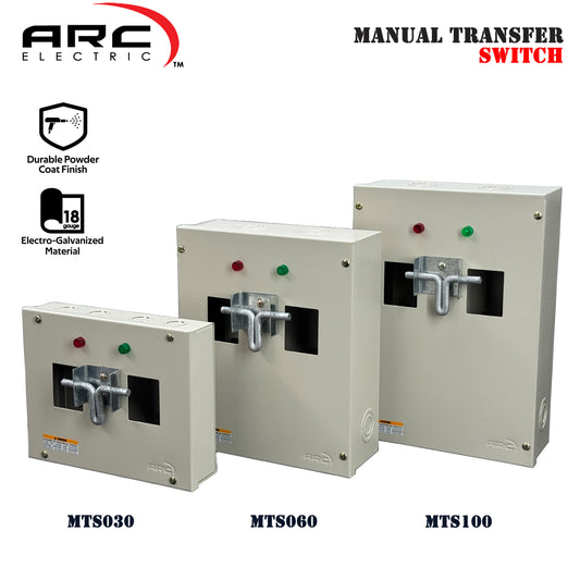 Arc Manual Transfer Switch with Copper Bus Bar - 2P & 3P, 18Gauge