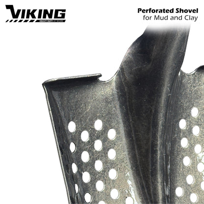 Viking Perforated Shovel for Mud and Clay with 16ga Tempered Steel Blade 100cm Fiberglass Handle