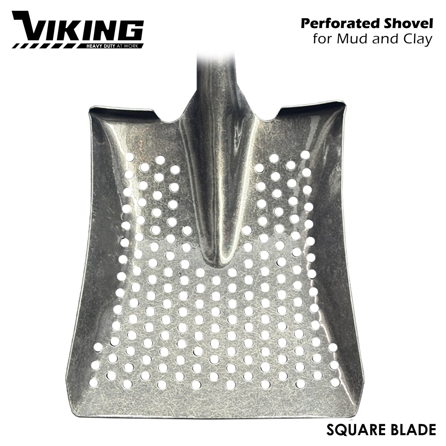 Viking Perforated Shovel for Mud and Clay with 16ga Tempered Steel Blade 100cm Fiberglass Handle