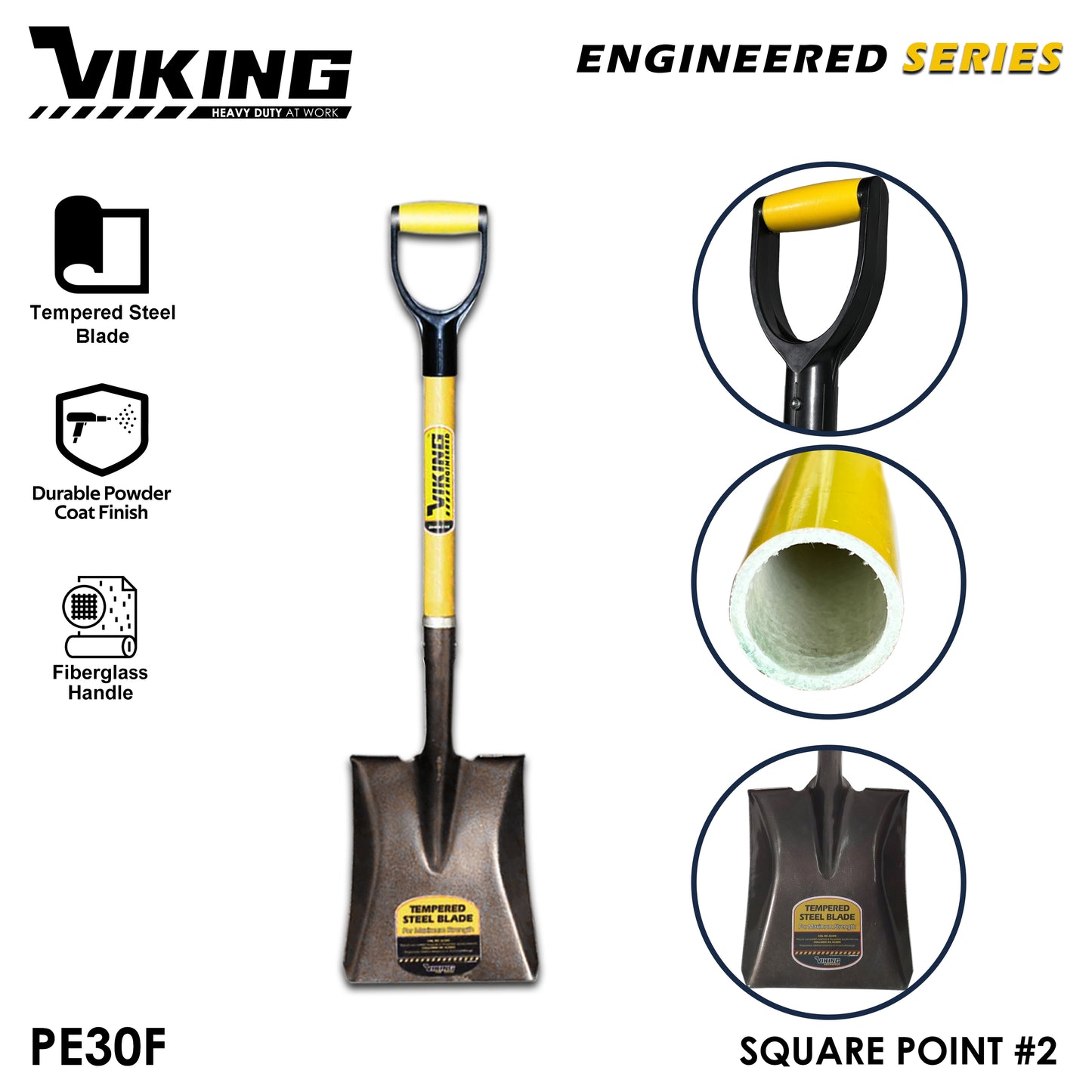 VIKING Engineered Series Shovel Fiberglass Handle Power D-Grip (Gardening and Digging)