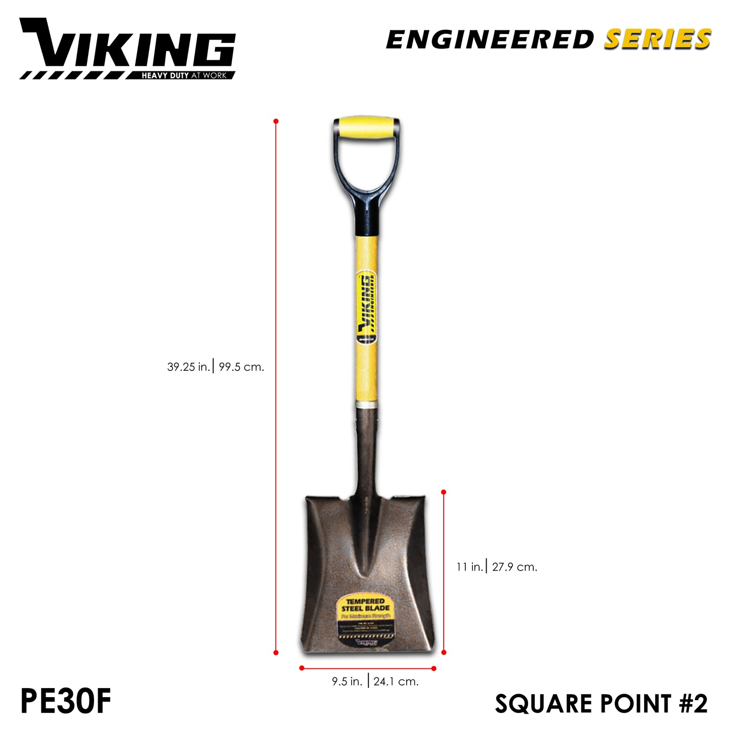VIKING Engineered Series Shovel Fiberglass Handle Power D-Grip (Gardening and Digging)