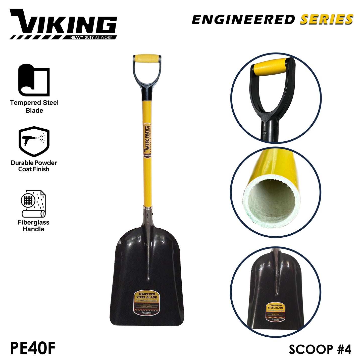 VIKING Engineered Series Shovel Fiberglass Handle Power D-Grip (Gardening and Digging)