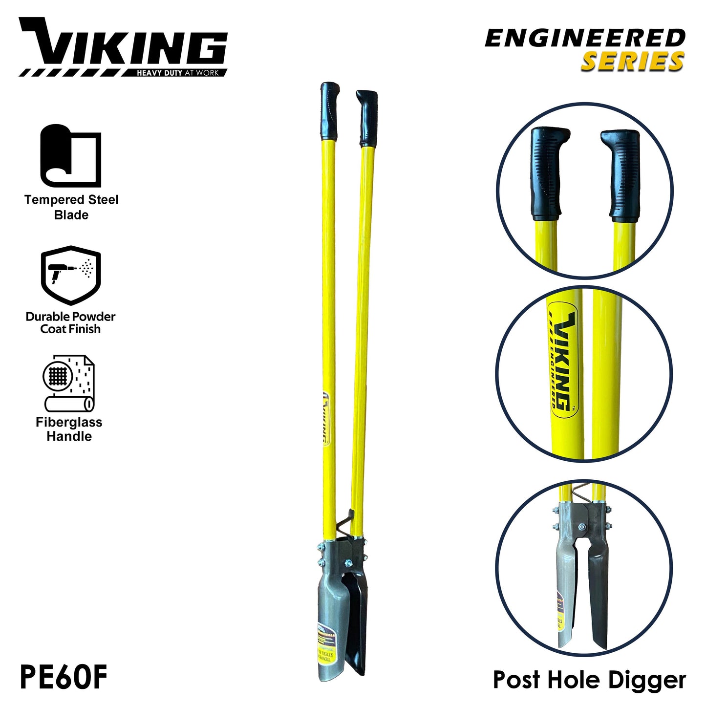 VIKING Post Hole Digger 48" Atlas Pattern, Fiberglass Handle for (Gardening and Agriculture)