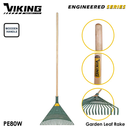 Viking Poly Leaf Rake 22-Tines for Gardening Wooden Handle 60-Inch Heavy Duty (Kalaykay ng dahon)